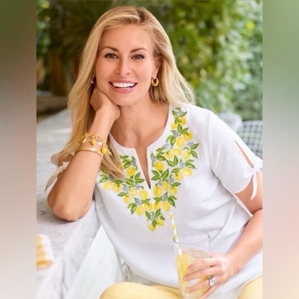 Talbots linen summer blouse with lemons 🍋 2XL